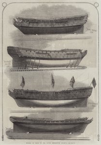 Modellen van schepen in het South Kensington Museum